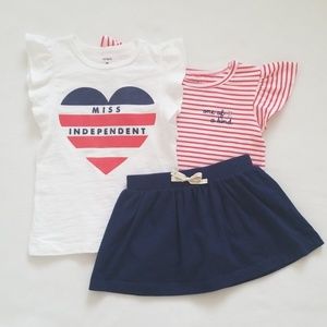 Lot 3 Carter's Oshkosh Tops & Skirt 3T 4T